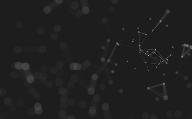 Soyut arkaplan. Çokgen şekilli molekül teknolojisi, noktaları ve çizgileri birleştiriyor. Bağlantı yapısı. Büyük veri görselleştirmesi. 