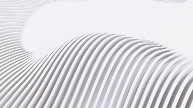 Soyut Eğri Şekiller. Beyaz Dairesel Arkaplan. Soyut arkaplan. 3d illüstrasyon