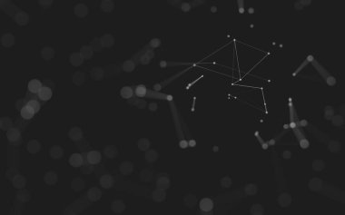 Soyut arkaplan. Çokgen şekilli molekül teknolojisi, noktaları ve çizgileri birleştiriyor. Bağlantı yapısı. Büyük veri görselleştirmesi. 