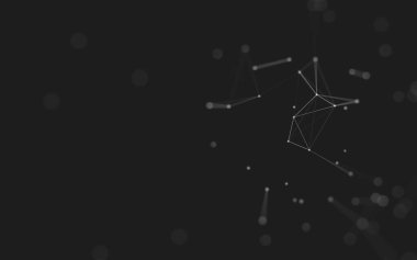 Soyut arkaplan. Çokgen şekilli molekül teknolojisi, noktaları ve çizgileri birleştiriyor. Bağlantı yapısı. Büyük veri görselleştirmesi. 