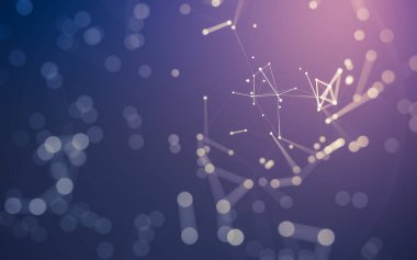 Soyut arkaplan. Çokgen şekilli molekül teknolojisi, noktaları ve çizgileri birleştiriyor. Bağlantı yapısı. Büyük veri görselleştirmesi.