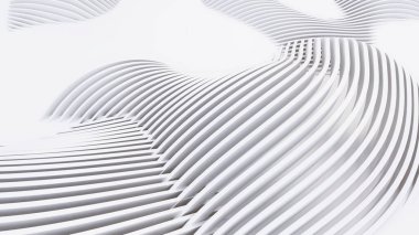 Soyut Eğri Şekiller. Beyaz Dairesel Arkaplan. Soyut arkaplan. 3d illüstrasyon