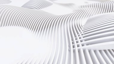 Soyut Eğri Şekiller. Beyaz Dairesel Arkaplan. Soyut arkaplan. 3d illüstrasyon