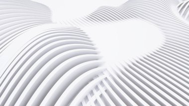 Soyut Eğri Şekiller. Beyaz Dairesel Arkaplan. Soyut arkaplan. 3d illüstrasyon