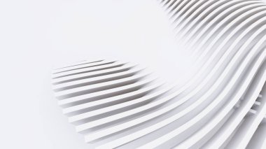 Soyut Eğri Şekiller. Beyaz Dairesel Arkaplan. Soyut arkaplan. 3d illüstrasyon