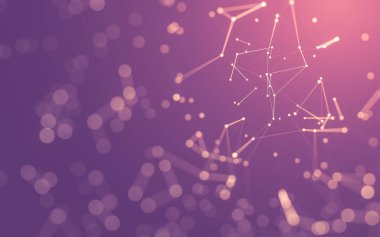 Soyut arkaplan. Çokgen şekilli molekül teknolojisi, noktaları ve çizgileri birleştiriyor. Bağlantı yapısı. Büyük veri görselleştirmesi.