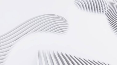 Soyut Eğri Şekiller. Beyaz Dairesel Arkaplan. Soyut arkaplan. 3d illüstrasyon