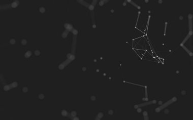 3d soyut arkaplan. Çokgen şekilli molekül teknolojisi, noktaları ve çizgileri birleştiriyor. Bağlantı yapısı. Büyük veri görselleştirmesi. 3d arkaplan. 