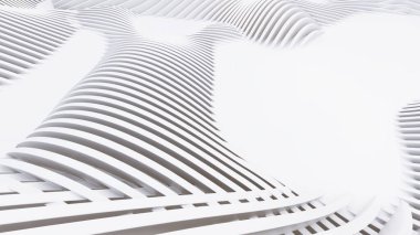 Soyut Eğri Şekiller. Beyaz Dairesel Arkaplan. Soyut arkaplan. 3d illüstrasyon