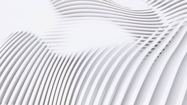 Soyut Eğri Şekiller. Beyaz Dairesel Arkaplan. Soyut arkaplan. 3d illüstrasyon