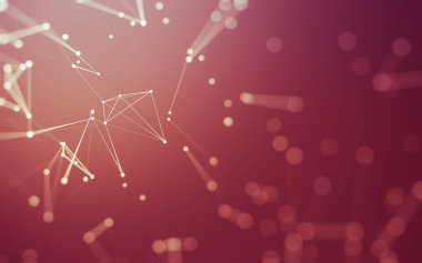 3d soyut arkaplan. Çokgen şekilli molekül teknolojisi, noktaları ve çizgileri birleştiriyor. Bağlantı yapısı. Büyük veri görselleştirmesi. 3d arkaplan.