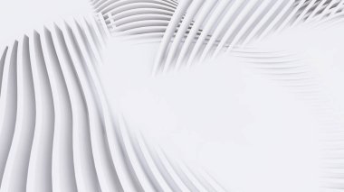 Soyut Eğri Şekiller. Beyaz Dairesel Arkaplan. Soyut arkaplan. 3d illüstrasyon