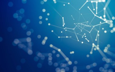 3d soyut arkaplan. Çokgen şekilli molekül teknolojisi, noktaları ve çizgileri birleştiriyor. Bağlantı yapısı. Büyük veri görselleştirmesi. 3d arkaplan.