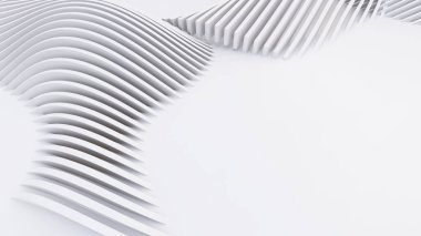 Soyut Eğri Şekiller. Beyaz Dairesel Arkaplan. Soyut arkaplan. 3d illüstrasyon