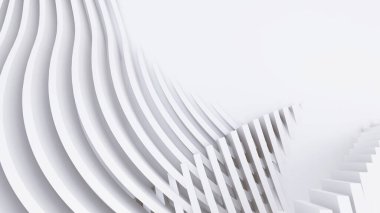 Soyut Eğri Şekiller. Beyaz Dairesel Arkaplan. Soyut arkaplan. 3d illüstrasyon