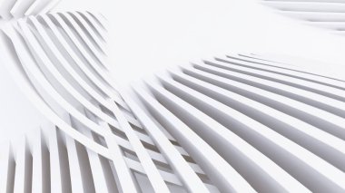 Soyut Eğri Şekiller. Beyaz Dairesel Arkaplan. Soyut arkaplan. 3d illüstrasyon