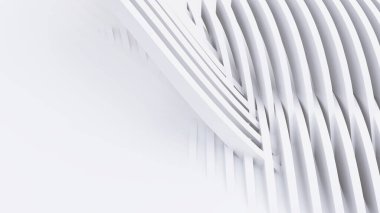 Soyut Eğri Şekiller. Beyaz Dairesel Arkaplan. Soyut arkaplan. 3d illüstrasyon