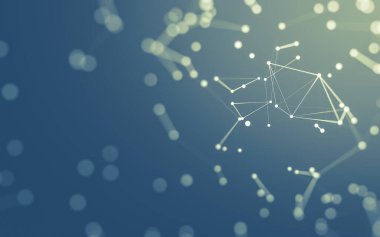 3d soyut arkaplan. Çokgen şekilli molekül teknolojisi, noktaları ve çizgileri birleştiriyor. Bağlantı yapısı. Büyük veri görselleştirmesi. 3d arkaplan.