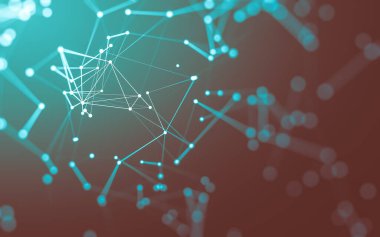 3d soyut arkaplan. Çokgen şekilli molekül teknolojisi, noktaları ve çizgileri birleştiriyor. Bağlantı yapısı. Büyük veri görselleştirmesi. 3d arkaplan.