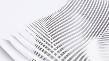 Soyut Eğri Şekiller. Beyaz Dairesel Arkaplan. Soyut arkaplan. 3d illüstrasyon