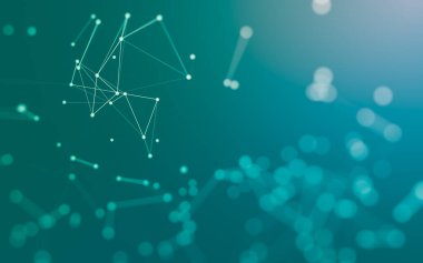 3d soyut arkaplan. Çokgen şekilli molekül teknolojisi, noktaları ve çizgileri birleştiriyor. Bağlantı yapısı. Büyük veri görselleştirmesi. 3d arkaplan.