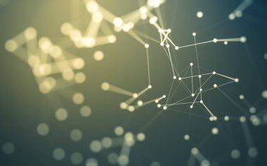 3d soyut arkaplan. Çokgen şekilli molekül teknolojisi, noktaları ve çizgileri birleştiriyor. Bağlantı yapısı. Büyük veri görselleştirmesi. 3d arkaplan.