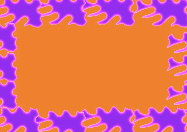 Çerçeve olarak kenarlarında mor soyut lekeler olan turuncu arkaplan