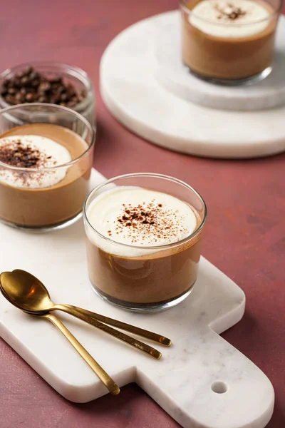 Italian Chocolate Coffee Mousse Dessert Semifreddo Half Frozen Ice Cream — 图库照片