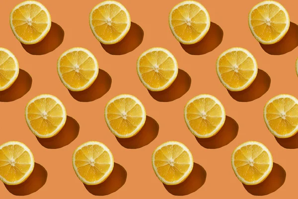 Hard Light Pattern Half Lemon Orange Seamless Surface — Stok fotoğraf