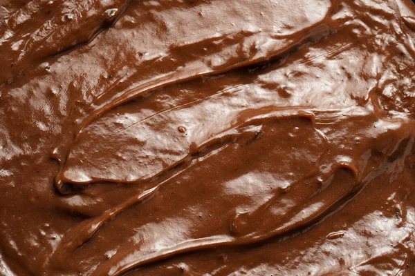 Close Chocolate Ganache Pudding Swirls Spreads Filling Frame Selective Focus — Stockfoto