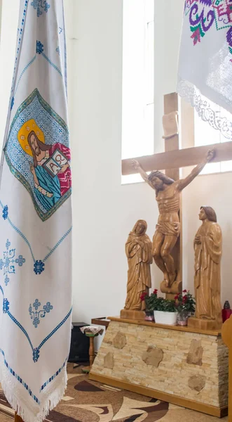 Escultura Representa Crucifixión Jesús Uno Los Templos Ukrain — Foto de Stock