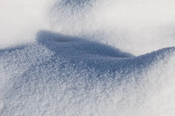 Textuur Van Een Sneeuwdrift Close Winter — Stockfoto