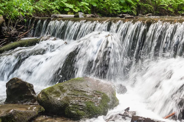 Gebirgsbach Den Karpaten Ukraine Verschwommener Wasserfluss Wasserfall Sommerfrische — Stockfoto