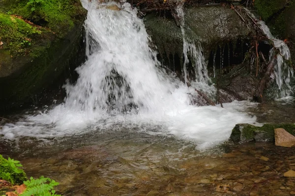 Horský Potok Karpat Ukrajina Rozmazaný Tok Vody Vodopád Letní Osvěžení — Stock fotografie