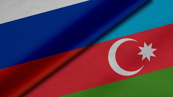 Representación Dos Banderas Federación Rusa República Azerbaiyán Junto Con Textura —  Fotos de Stock