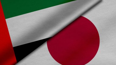 Amerika Birleşik Devletleri ve Japonya 'dan gelen iki bayrağın kumaş dokusu, ikili ilişkiler, ülkeler arası barış ve çatışma ile birleştirilmesi, arka plan için harika