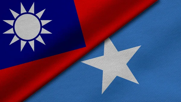 Udførelse Flag Fra Taiwan Forbundsrepublikken Somalia Sammen Med Struktur Tekstur - Stock-foto