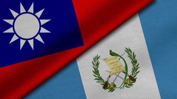 Udførelse Flag Fra Taiwan Republikken Guatemala Sammen Med Struktur Tekstur - Stock-foto