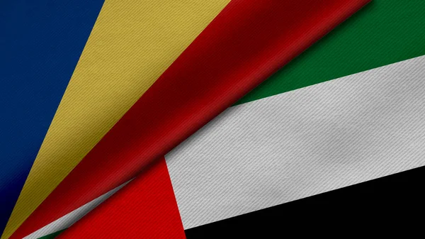 3D Rendering of two flags from Republic of Seychelles and Republic of Belarus together with fabric texture, bilateral relations, peace and conflict between countries, great for background