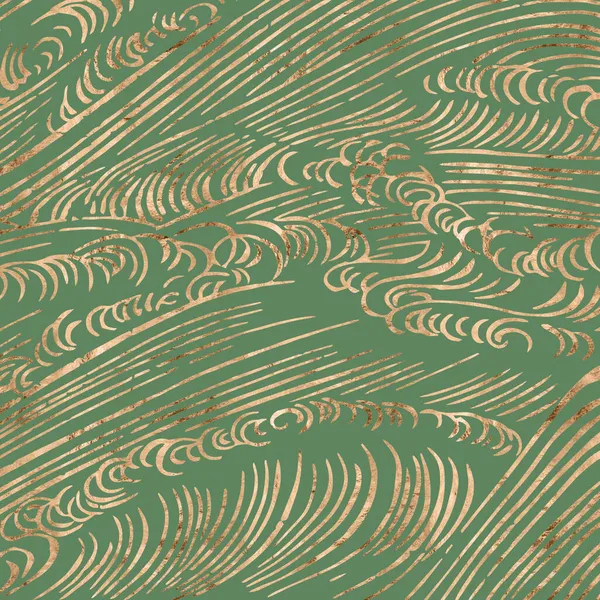 Textura Ondas Japonesas Mares Verde Alta Calidad — Foto de Stock
