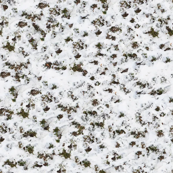 草や土を覆う雪のシームレスなテクスチャ 高解像度の背景 自然壁紙 — ストック写真