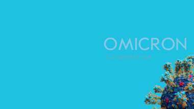 Koronavirüslü Omicron pankartı, covid-19 duvar kağıdı.