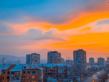 Erivan 'da güzel bir gün batımı, Ermenistan 2021