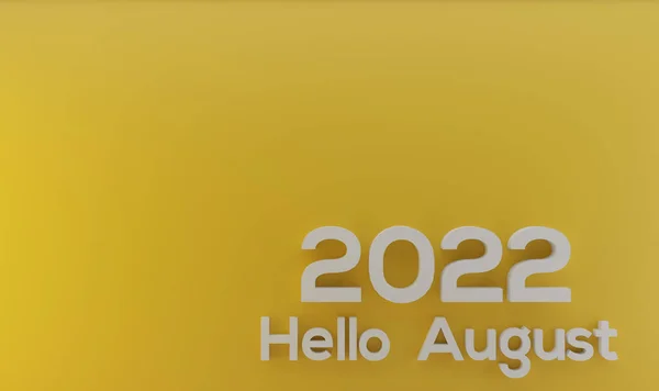 Hello August Summer 2022 Moderní Minimalistické Zázemí Textem Práce Vykreslování — Stock fotografie