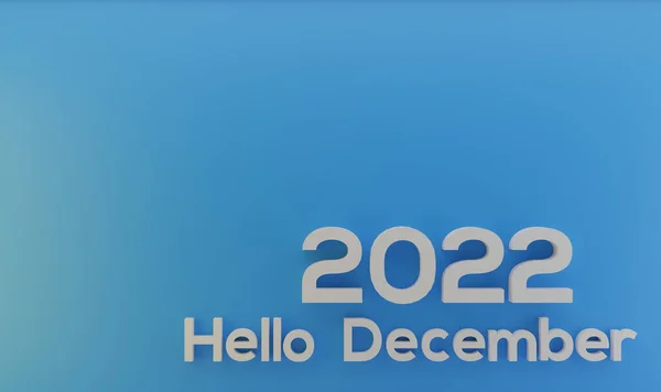 Хелло Декабрь Зима 2022 Современный Минималистичный Фон Текстом Работа Рендеринг — стоковое фото