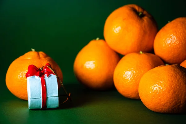 Tangerine Christmas Toy Beautiful Background Beautiful Christmas Wallpaper High Quality — Fotografia de Stock