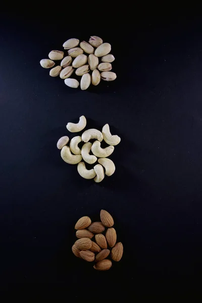 Cashew Nuts Pistachios Almond Beautiful Wallpaper Black Background — Foto Stock