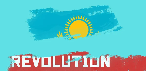 Revolutie Kazachstan Achtergrond Opgewekte Vuisten Tegen Achtergrond Van Vlag Van — Stockfoto