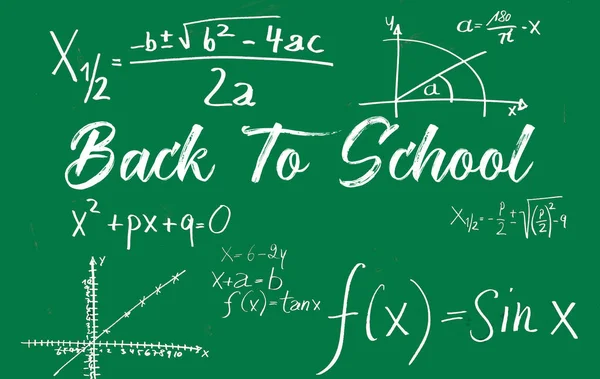 Zurück Den Schulinschriften Auf Der Schultafel Grenze Den Mathematischen Inschriften — Stockfoto