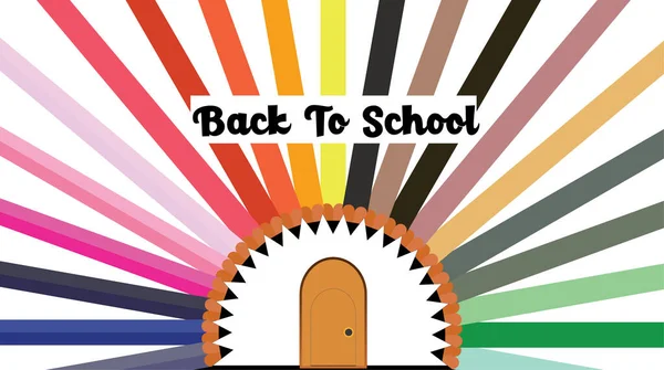 Pencil Background Colorful Pencils Text Back School Education Rainbow Colors — Wektor stockowy